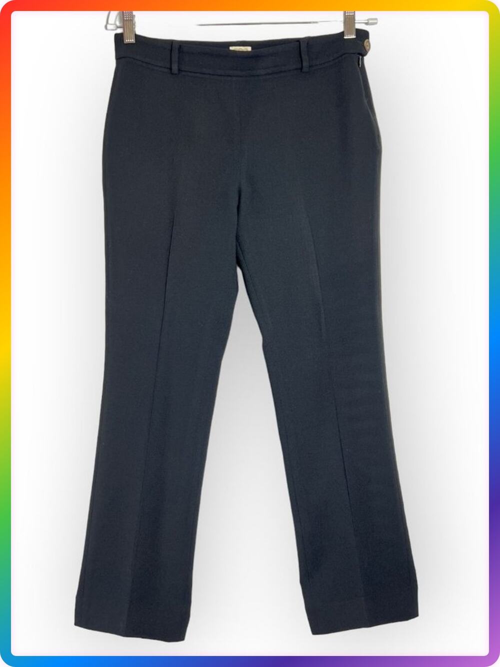 Agnona Wool Dress Pants SIZE 8 Black Tailored Straight Leg Italy